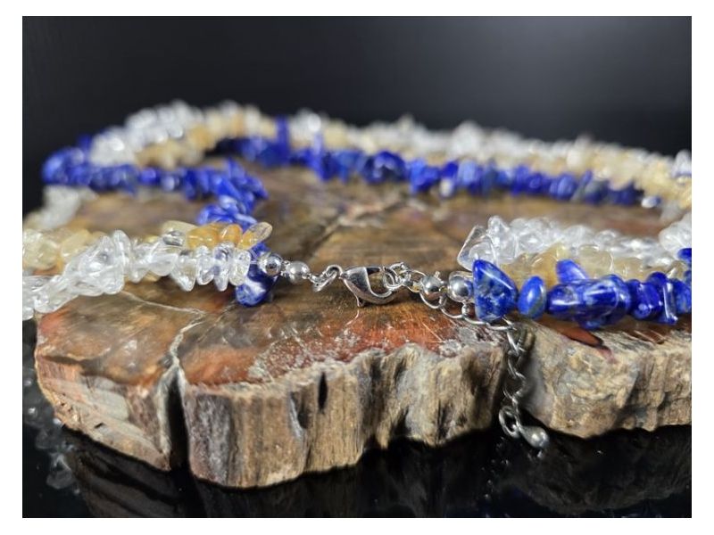 KOMBINIRANA OGRLICA-Gorski kristal, rutil kvarc, lapis lazuli Cijena Akcija