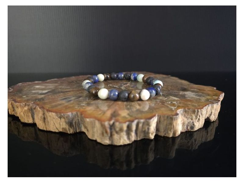 LAVA KAMEN, AMAZONIT, LAPIS LAZULI, TIGROVO OKO-Narukvica (elastična) 8 mm Cijena Akcija