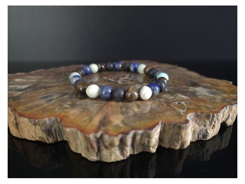 LAVA KAMEN, AMAZONIT, LAPIS LAZULI, TIGROVO OKO-Narukvica (elastična) 8 mm Cijena Akcija